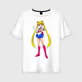 Женская футболка хлопок Oversize с принтом Сейлормун в Белгороде, 100% хлопок | свободный крой, круглый ворот, спущенный рукав, длина до линии бедер
 | sailor moon | sailormoon | сейлор мун