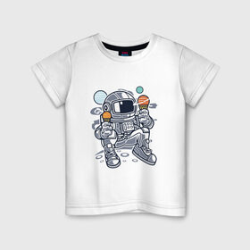 Детская футболка хлопок с принтом Космонавт с мороженым ( Astron в Белгороде, 100% хлопок | круглый вырез горловины, полуприлегающий силуэт, длина до линии бедер | 