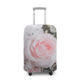 Чехол для чемодана 3D с принтом розы в Белгороде, 86% полиэфир, 14% спандекс | двустороннее нанесение принта, прорези для ручек и колес | букет | винтаж | зелень | листья | розовые розы | романтика | цветы