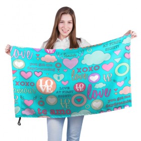 Флаг 3D с принтом I Love you в Белгороде, 100% полиэстер | плотность ткани — 95 г/м2, размер — 67 х 109 см. Принт наносится с одной стороны | 14 | love | валентин | губы | день | любовь | подарок | поцелуй | сердце | страсть | февраль