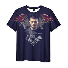 Мужская футболка 3D с принтом Хабиб Нурмагомедов в Белгороде, 100% полиэфир | прямой крой, круглый вырез горловины, длина до линии бедер | ufc | хабиб нурмагомедов