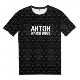 Мужская футболка 3D с принтом Антон Watch Dogs в Белгороде, 100% полиэфир | прямой крой, круглый вырез горловины, длина до линии бедер | 