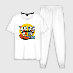 Мужская пижама хлопок с принтом Cuphead в Белгороде, 100% хлопок | брюки и футболка прямого кроя, без карманов, на брюках мягкая резинка на поясе и по низу штанин
 | cuphead | капхед | компьтерная игра