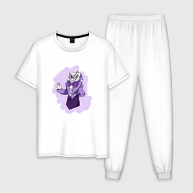 Мужская пижама хлопок с принтом King Dice в Белгороде, 100% хлопок | брюки и футболка прямого кроя, без карманов, на брюках мягкая резинка на поясе и по низу штанин
 | cuphead | капхед | компьтерная игра