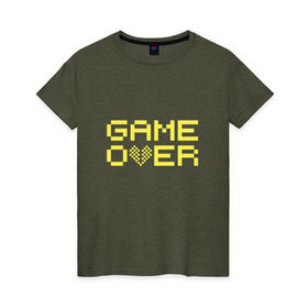 Женская футболка хлопок с принтом Game Over yellow в Белгороде, 100% хлопок | прямой крой, круглый вырез горловины, длина до линии бедер, слегка спущенное плечо | 