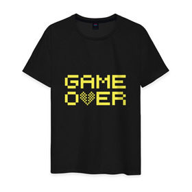 Мужская футболка хлопок с принтом Game Over yellow в Белгороде, 100% хлопок | прямой крой, круглый вырез горловины, длина до линии бедер, слегка спущенное плечо. | 