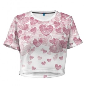 Женская футболка 3D укороченная с принтом День любви в Белгороде, 100% полиэстер | круглая горловина, длина футболки до линии талии, рукава с отворотами | 