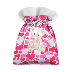 Подарочный 3D мешок с принтом Белый Мишка в Белгороде, 100% полиэстер | Размер: 29*39 см | 14 февраля | bear | love | teddy | абстракция | арт | девушкам | день всех влюбленных | день святого валентина | животные | медведь | милые | мишка | сердечки | тедди