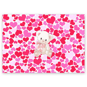 Поздравительная открытка с принтом Белый Мишка в Белгороде, 100% бумага | плотность бумаги 280 г/м2, матовая, на обратной стороне линовка и место для марки
 | Тематика изображения на принте: 14 февраля | bear | love | teddy | абстракция | арт | девушкам | день всех влюбленных | день святого валентина | животные | медведь | милые | мишка | сердечки | тедди