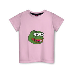 Детская футболка хлопок с принтом Pepe frog в Белгороде, 100% хлопок | круглый вырез горловины, полуприлегающий силуэт, длина до линии бедер | meme pepe мем прикол лягушка