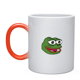 Кружка хамелеон с принтом Pepe frog в Белгороде, керамика | меняет цвет при нагревании, емкость 330 мл | meme pepe мем прикол лягушка