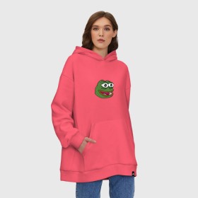 Худи SuperOversize хлопок с принтом Pepe frog в Белгороде, 70% хлопок, 30% полиэстер, мягкий начес внутри | карман-кенгуру, эластичная резинка на манжетах и по нижней кромке, двухслойный капюшон
 | meme pepe мем прикол лягушка