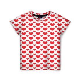Детская футболка 3D с принтом Красные сердечки в Белгороде, 100% гипоаллергенный полиэфир | прямой крой, круглый вырез горловины, длина до линии бедер, чуть спущенное плечо, ткань немного тянется | Тематика изображения на принте: 