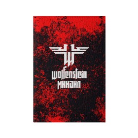 Обложка для паспорта матовая кожа с принтом Михаил в стиле Wolfenstein в Белгороде, натуральная матовая кожа | размер 19,3 х 13,7 см; прозрачные пластиковые крепления | 