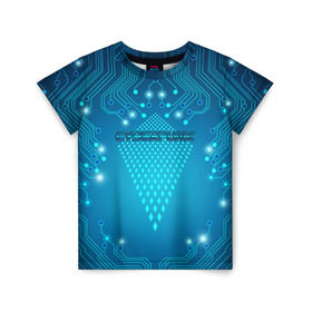 Детская футболка 3D с принтом Cyberpunk в Белгороде, 100% гипоаллергенный полиэфир | прямой крой, круглый вырез горловины, длина до линии бедер, чуть спущенное плечо, ткань немного тянется | киберпанк | линии | схема