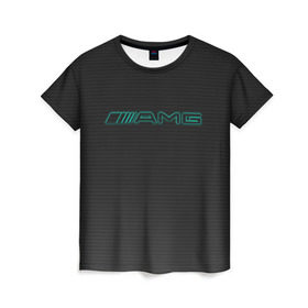 Женская футболка 3D с принтом AMG Turquoise-Carbon в Белгороде, 100% полиэфир ( синтетическое хлопкоподобное полотно) | прямой крой, круглый вырез горловины, длина до линии бедер | amg | auto | black | carbon | mercedes | turquoise | авто | амг | мерседес