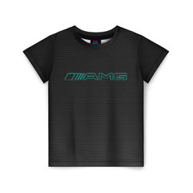 Детская футболка 3D с принтом AMG Turquoise-Carbon в Белгороде, 100% гипоаллергенный полиэфир | прямой крой, круглый вырез горловины, длина до линии бедер, чуть спущенное плечо, ткань немного тянется | Тематика изображения на принте: amg | auto | black | carbon | mercedes | turquoise | авто | амг | мерседес