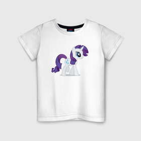 Детская футболка хлопок с принтом My little pony Рарити в Белгороде, 100% хлопок | круглый вырез горловины, полуприлегающий силуэт, длина до линии бедер | 