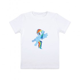 Детская футболка хлопок с принтом My little pony Рейнбоу Дэш в Белгороде, 100% хлопок | круглый вырез горловины, полуприлегающий силуэт, длина до линии бедер | Тематика изображения на принте: 