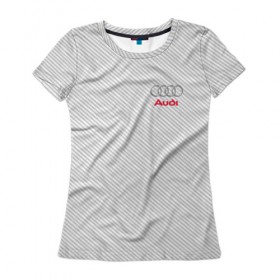Женская футболка 3D с принтом AUDI CARBON в Белгороде, 100% полиэфир ( синтетическое хлопкоподобное полотно) | прямой крой, круглый вырез горловины, длина до линии бедер | ауди | марка | машины
