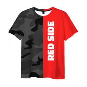 Мужская футболка 3D с принтом Military Red Side в Белгороде, 100% полиэфир | прямой крой, круглый вырез горловины, длина до линии бедер | военный | камуфляж | красный | мода | стиль | тренд