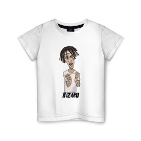 Детская футболка хлопок с принтом KIZARU в Белгороде, 100% хлопок | круглый вырез горловины, полуприлегающий силуэт, длина до линии бедер | Тематика изображения на принте: kizaru | rap | кизару | олег нечипоренко | реп