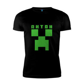Мужская футболка премиум с принтом Антон - Minecraft в Белгороде, 92% хлопок, 8% лайкра | приталенный силуэт, круглый вырез ворота, длина до линии бедра, короткий рукав | 