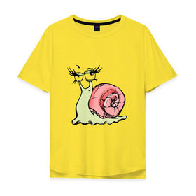 Мужская футболка хлопок Oversize с принтом Гламурная улитка в Белгороде, 100% хлопок | свободный крой, круглый ворот, “спинка” длиннее передней части | гламурная | животные | прикольная | улитка