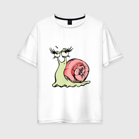 Женская футболка хлопок Oversize с принтом Гламурная улитка в Белгороде, 100% хлопок | свободный крой, круглый ворот, спущенный рукав, длина до линии бедер
 | гламурная | животные | прикольная | улитка