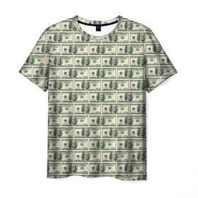 Мужская футболка 3D с принтом Доллары в Белгороде, 100% полиэфир | прямой крой, круглый вырез горловины, длина до линии бедер | dollars | money | usa | деньги | доллар | паттерн | сша