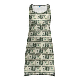 Платье-майка 3D с принтом Доллары в Белгороде, 100% полиэстер | полуприлегающий силуэт, широкие бретели, круглый вырез горловины, удлиненный подол сзади. | Тематика изображения на принте: dollars | money | usa | деньги | доллар | паттерн | сша