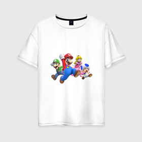 Женская футболка хлопок Oversize с принтом Mario Team в Белгороде, 100% хлопок | свободный крой, круглый ворот, спущенный рукав, длина до линии бедер
 | nintendo | марио | нинтендо