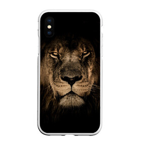 Чехол для iPhone XS Max матовый с принтом Лев в Белгороде, Силикон | Область печати: задняя сторона чехла, без боковых панелей | животные | кошка | лев | мордочка | природа | тигр | хищник