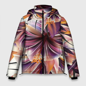 Мужская зимняя куртка 3D с принтом Необычный цветок в Белгороде, верх — 100% полиэстер; подкладка — 100% полиэстер; утеплитель — 100% полиэстер | длина ниже бедра, свободный силуэт Оверсайз. Есть воротник-стойка, отстегивающийся капюшон и ветрозащитная планка. 

Боковые карманы с листочкой на кнопках и внутренний карман на молнии. | flower | букет | краски | орхидеи | природа | текстуры | тропики | тропический | цветочки | цветы