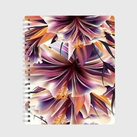 Тетрадь с принтом Необычный цветок в Белгороде, 100% бумага | 48 листов, плотность листов — 60 г/м2, плотность картонной обложки — 250 г/м2. Листы скреплены сбоку удобной пружинной спиралью. Уголки страниц и обложки скругленные. Цвет линий — светло-серый
 | Тематика изображения на принте: flower | букет | краски | орхидеи | природа | текстуры | тропики | тропический | цветочки | цветы