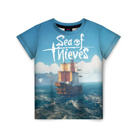 Детская футболка 3D с принтом Sea of Thieves в Белгороде, 100% гипоаллергенный полиэфир | прямой крой, круглый вырез горловины, длина до линии бедер, чуть спущенное плечо, ткань немного тянется | pirates | sea of thieves | пираты