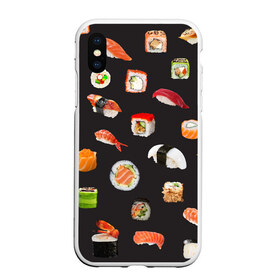 Чехол для iPhone XS Max матовый с принтом Суши в Белгороде, Силикон | Область печати: задняя сторона чехла, без боковых панелей | food | rolls | sushi | tokyo | еда | роллы | суши | токио