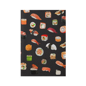 Обложка для паспорта матовая кожа с принтом Суши в Белгороде, натуральная матовая кожа | размер 19,3 х 13,7 см; прозрачные пластиковые крепления | Тематика изображения на принте: food | rolls | sushi | tokyo | еда | роллы | суши | токио