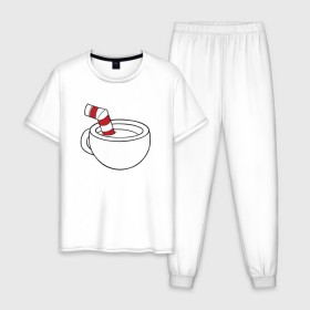 Мужская пижама хлопок с принтом Red Cuphead в Белгороде, 100% хлопок | брюки и футболка прямого кроя, без карманов, на брюках мягкая резинка на поясе и по низу штанин
 | cuphead