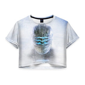 Женская футболка 3D укороченная с принтом Dead Space в Белгороде, 100% полиэстер | круглая горловина, длина футболки до линии талии, рукава с отворотами | Тематика изображения на принте: dead | space | айзек | вирус | зомби | игра | ишимура | кларк | космос | костюм | мёртвый | монстр