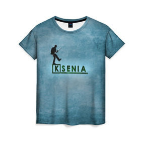 Женская футболка 3D с принтом Ксения в стиле Доктор Хаус в Белгороде, 100% полиэфир ( синтетическое хлопкоподобное полотно) | прямой крой, круглый вырез горловины, длина до линии бедер | house | m.d. | бирюзовый | ксения | ксюха | ксюша