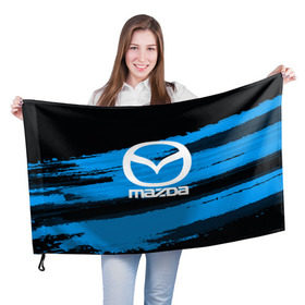 Флаг 3D с принтом Mazda MOTORs Blue в Белгороде, 100% полиэстер | плотность ткани — 95 г/м2, размер — 67 х 109 см. Принт наносится с одной стороны | Тематика изображения на принте: 