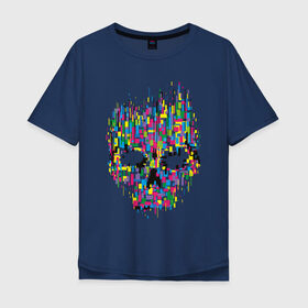 Мужская футболка хлопок Oversize с принтом Череп в Белгороде, 100% хлопок | свободный крой, круглый ворот, “спинка” длиннее передней части | абстракция | анонимус | интернет | с черепом | череп | черепа