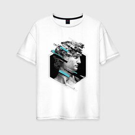 Женская футболка хлопок Oversize с принтом Renaissance-David в Белгороде, 100% хлопок | свободный крой, круглый ворот, спущенный рукав, длина до линии бедер
 | арт | геометрия | давид | искусство | ренессанс | стиль | тренд