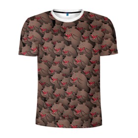Мужская футболка 3D спортивная с принтом Медведи мемы в Белгороде, 100% полиэстер с улучшенными характеристиками | приталенный силуэт, круглая горловина, широкие плечи, сужается к линии бедра | из кустов | комикс | коричневый | медведь | мем | мишки | паттерн | толпа