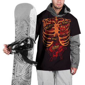 Накидка на куртку 3D с принтом Человеческий скелет в Белгороде, 100% полиэстер |  | Тематика изображения на принте: 3d скелет | кости | легкие | органы | ребра | сердце | скелет | человек