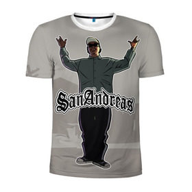 Мужская футболка 3D спортивная с принтом GTA SA - Райдер в Белгороде, 100% полиэстер с улучшенными характеристиками | приталенный силуэт, круглая горловина, широкие плечи, сужается к линии бедра | carl johnson | grand theft auto | gta | los santos | sa | san andreas | гта