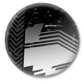 Значок с принтом AMG SPORT в Белгороде,  металл | круглая форма, металлическая застежка в виде булавки | amg | амг | марка | машины