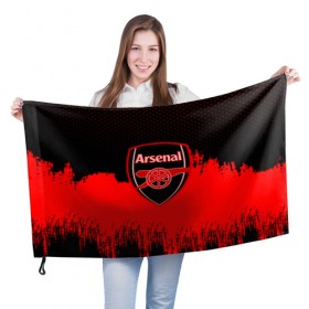 Флаг 3D с принтом FC Arsenal Original uniform в Белгороде, 100% полиэстер | плотность ткани — 95 г/м2, размер — 67 х 109 см. Принт наносится с одной стороны | football | soccer | арсенал
