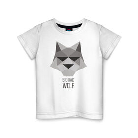 Детская футболка хлопок с принтом Big Bad Wolf в Белгороде, 100% хлопок | круглый вырез горловины, полуприлегающий силуэт, длина до линии бедер | duck sauce | абстракция | большой | вой | волк | животное | заяц | крутая | крутой | ну погоди | песня | серый | треугольник | хищник